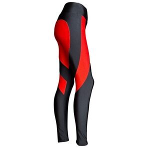 Red Black Color Block Legging ‎ Wide Waist Band Art To Wear Athleisure Fashion S